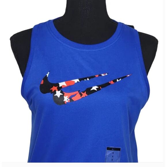 Nike Women's Dri-Fit Swoosh Stars Training Tank Blue XS - Picture 3 of 7
